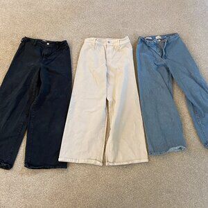 Target Universal Thread Jeans Wide Leg Size 8 (3 pairs, dark gray, blue, white)